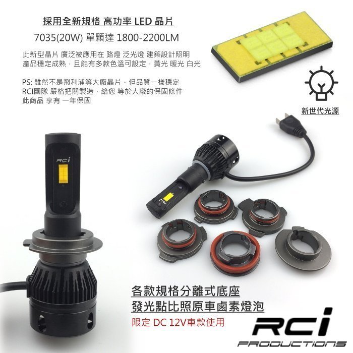 RC HID LED 專賣店 汽車 LED大燈 LED 燈泡 光型準確 H7 H11 9005 9006 三色可挑選